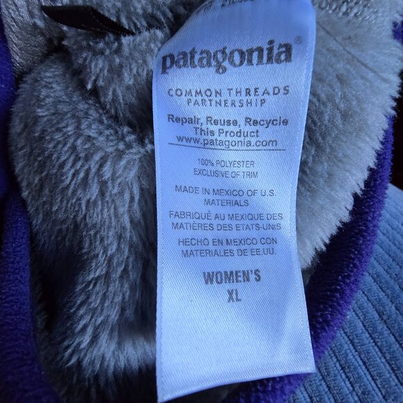 PATAGONIA NEW ( XL ) Light Gray/Purple Re-Tool Snap-T Turtleneck Fleece - Picture 7 of 7